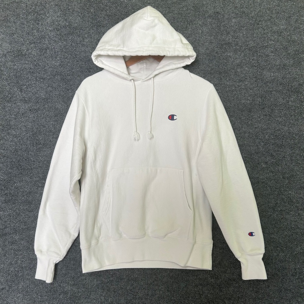 Champion Mens Small Hoodie White Reverse‎ Weave